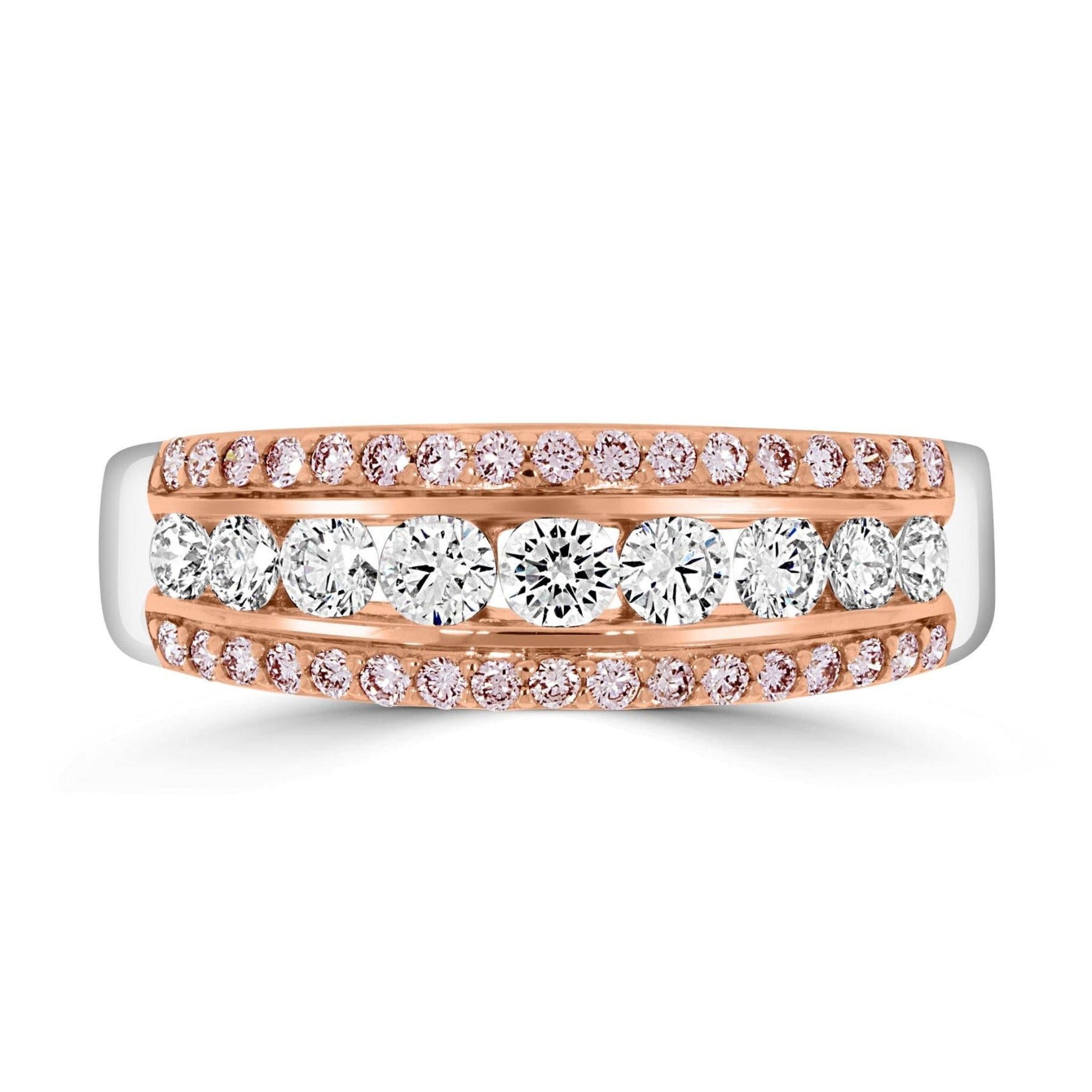 Three Row Fancy Pink Diamond Dress Ring - Rosendorff Diamond Jewellers